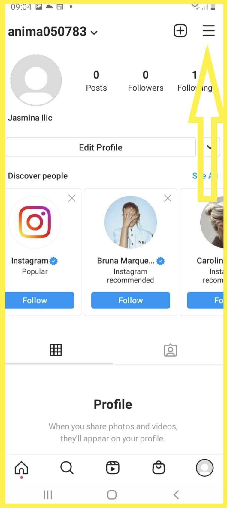 Insta hamburger menu